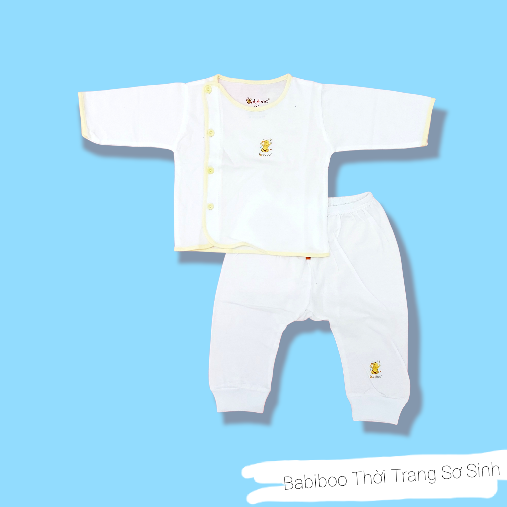 Bộ cotton sơ sinh dài tay cho bé BABIBOO - BBC27