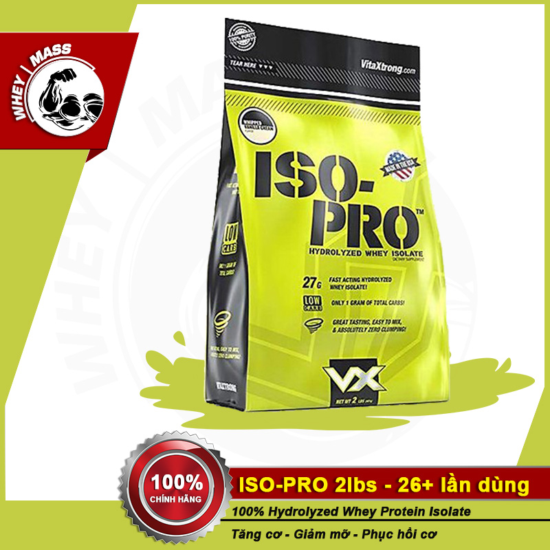 [HCM]Sữa Tăng Cơ  Nuôi Cơ Xây Dựng Cơ 100% Hydrolyzed Whey VITAXTRONG ISO PRO 2lbs (0.9kg) Từ Mỹ