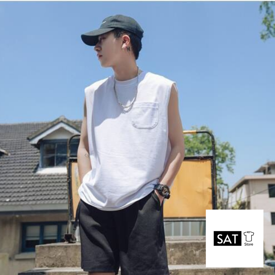 [HCM]Áo Tank Top Biển Có Túi Cao Cấp - SAT