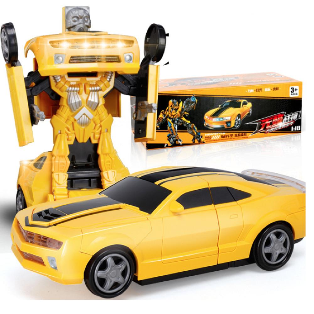 Đồ chơi trẻ em ô tô biến hình thành Robot xe chạy pin AA có nhạc và đèn sáng