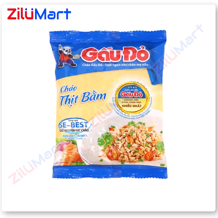 Cháo Gấu Đỏ vị thịt bằm (thùng 50 gói) loại 50g