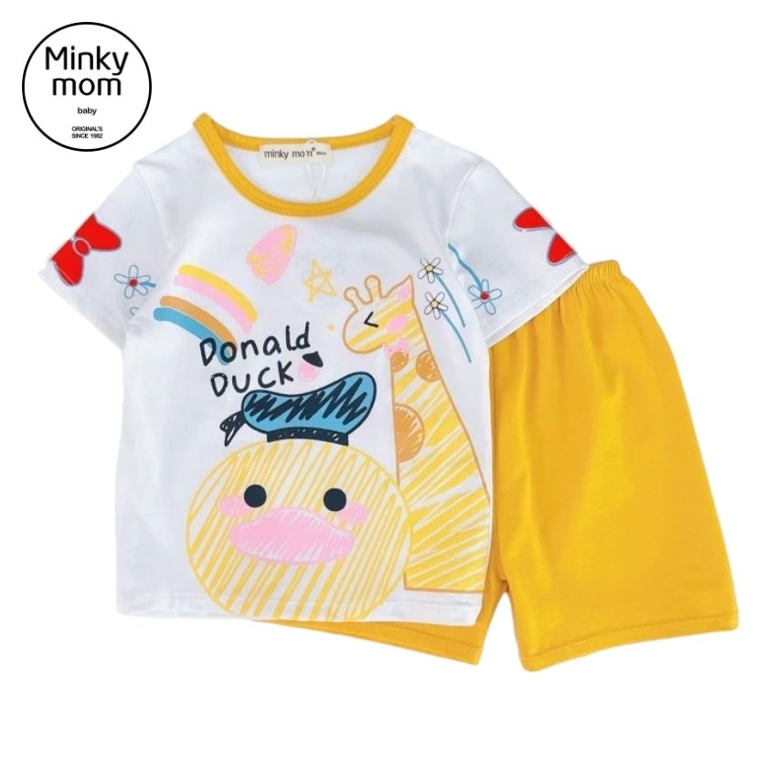 Bộ cộc vải coton 4 chiều minky mom cho bé 7- 28 kg tn-in152