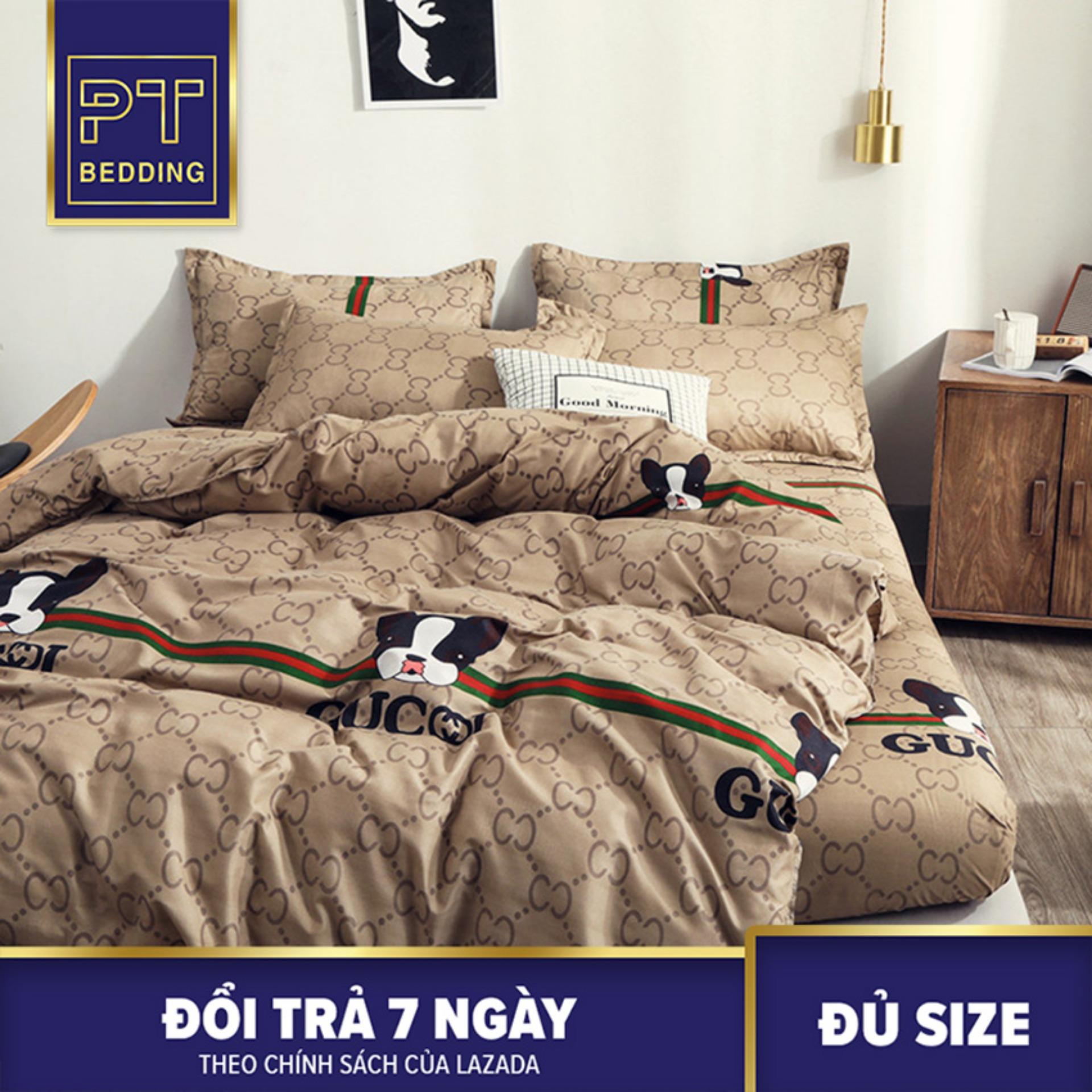 Bộ Chăn Ga Gối ( 01 Drap + 1 vỏ mền + 2 áo gối ) Màu Nâu