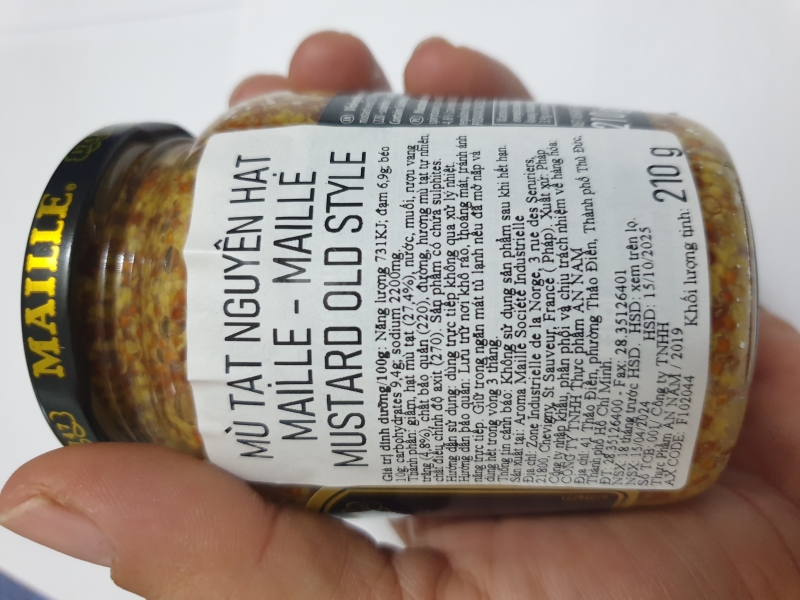 Mù tạt nguyên hạt maille - Maille mustard Old Style lọ 210g nhập khẩu Pháp