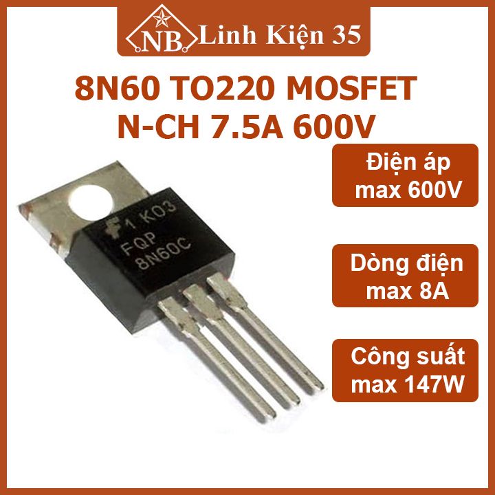 Ic 8n60 to220 mosfet n-ch dòng 7.5a điện áp 600v