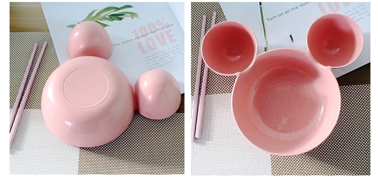 Chén đựng thức ăn 3 ngăn kiểu chuột mickey