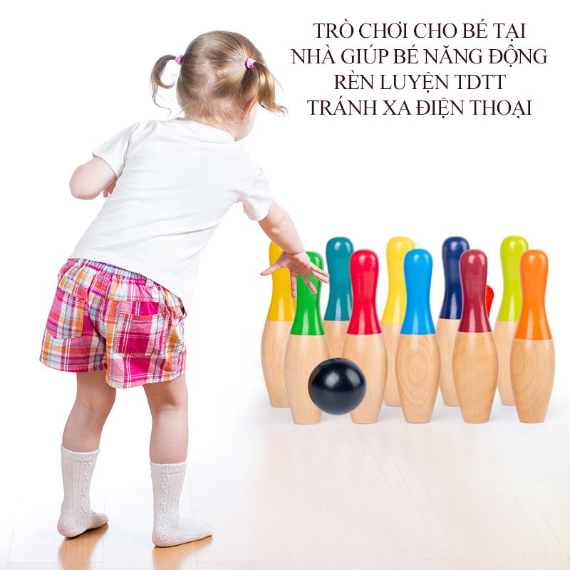Trò chơi Bowling bằng gỗ cho trẻ em