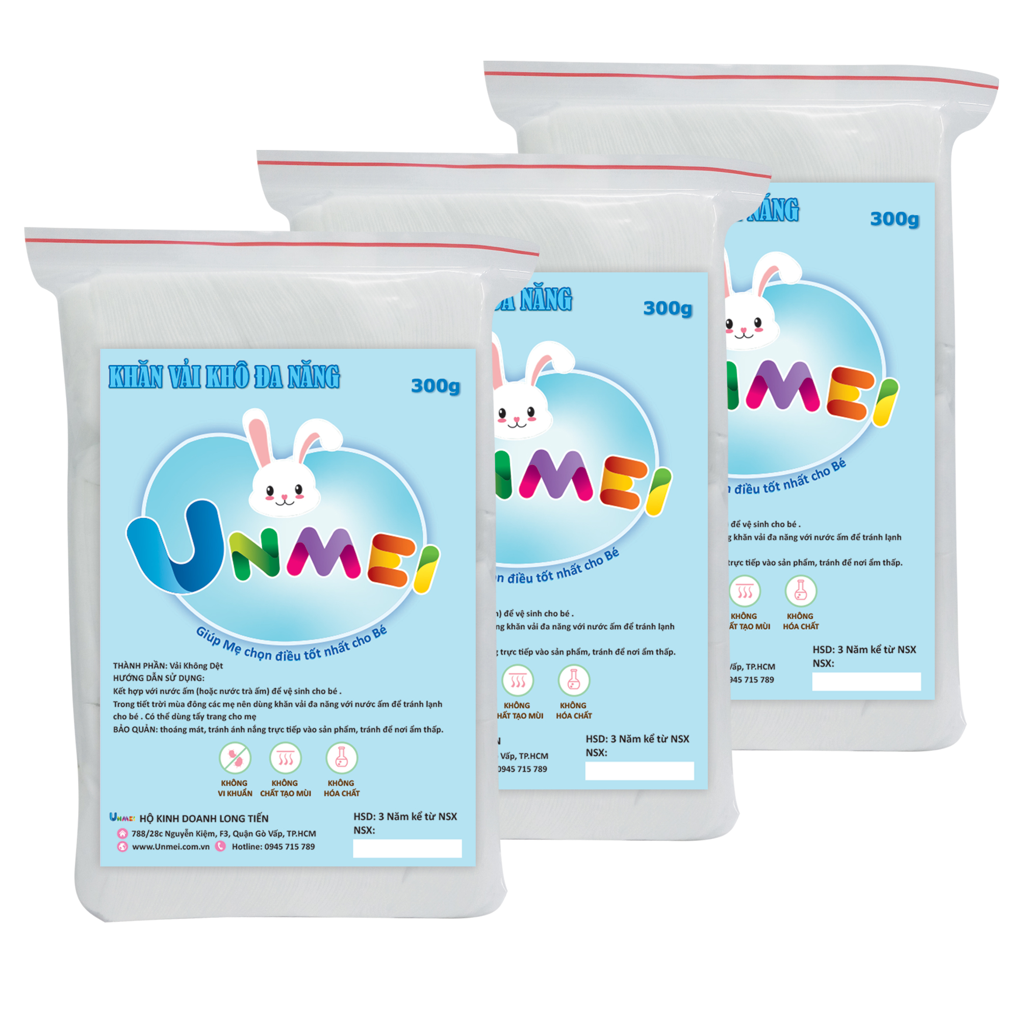 [Combo 5 Gói] Khăn Vải Khô Đa Năng Unmei 300g