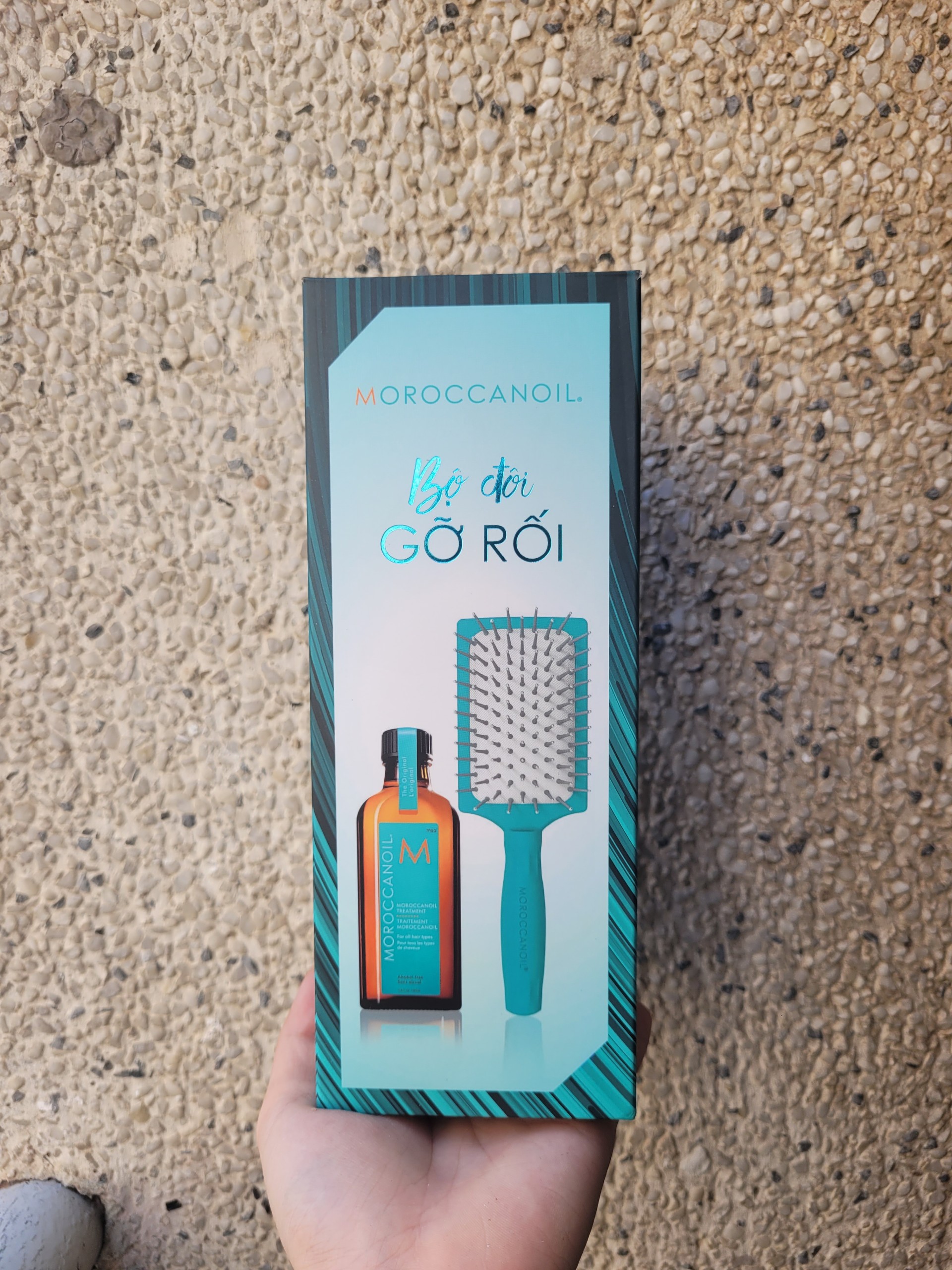 Set Tinh Dầu Moroccanoil 100ml Và Lược Paddle Mini