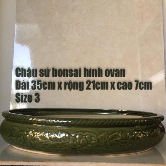 Chậu sứ bonsai hình ovan ( size 3)