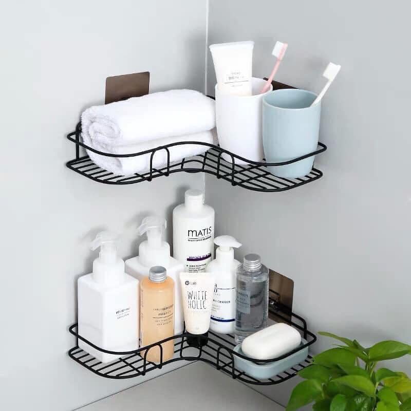 Kệ góc đa năng dán tường siêu chắc màu đen ( đã bao gồm miếng dán)