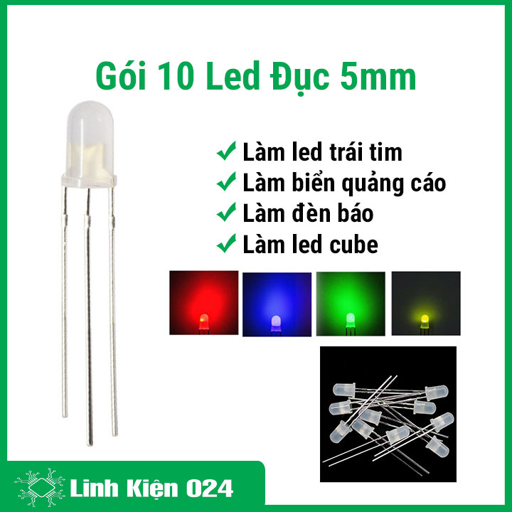 Led đục 5mm làm led quảng cáo, mạch điện tử nhiều màu