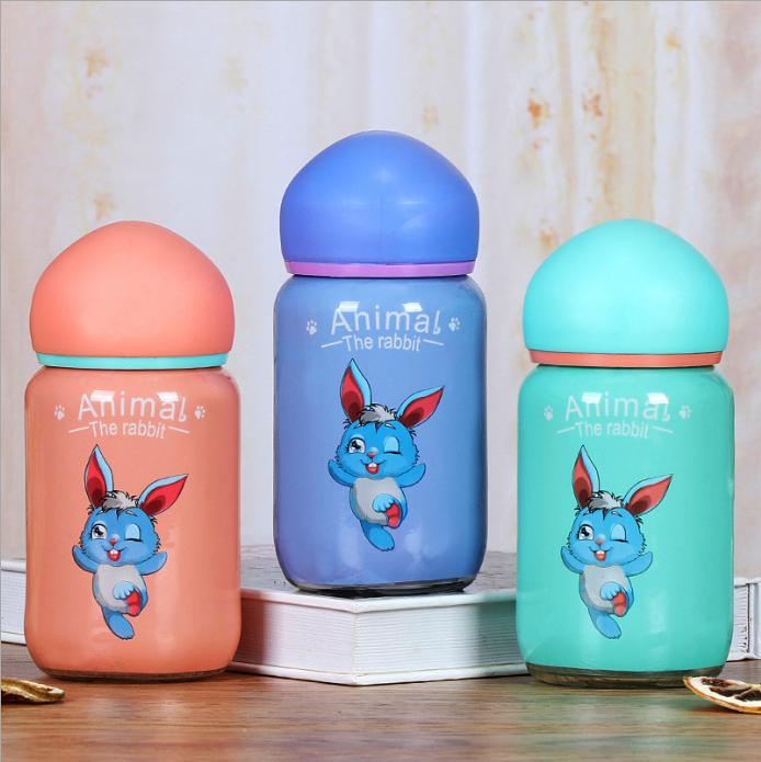 [MỚI] Bình nước thủy tinh tai thỏ siêu đáng yêu 400ML