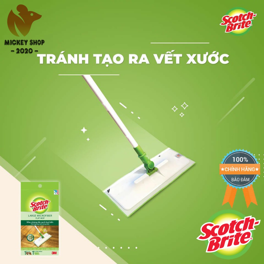 [ Hàng Mới ] Cây Lau Nhà Microfiber Bản Lớn Scotch-Brite 3M – Tránh Tạo Ra Vết Xước, Bảo Vệ Sàn Nhà – Hàng Chính Hãng