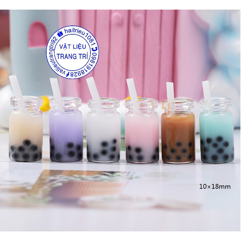 [HCM]Mô Hình Ly Trà Sữa Trân Châu Phụ Kiện Trang Trí Nhà Búp Bê Charm Slime [1 ly ]