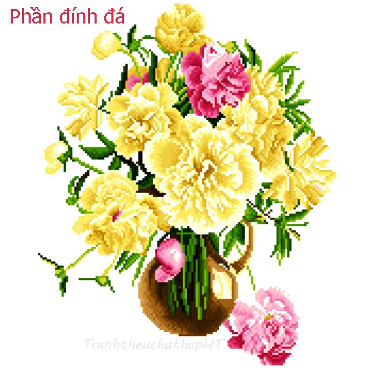 [HCM]Tranh đính đá Bình hoa nghệ thuật VS075 - tự đính