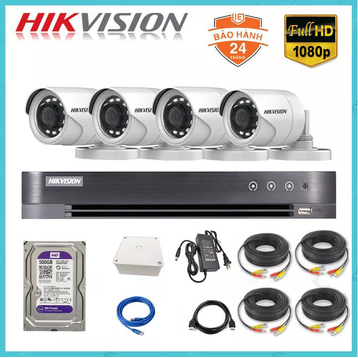Trọn Bộ Camera 4 mắt Hikvision 2.0MP 1080P