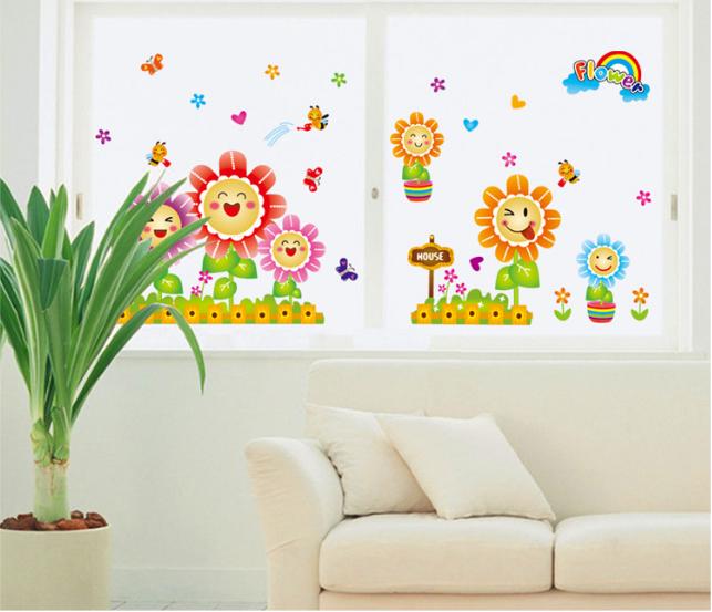 [HCM]Decal trang trí Chân tường Hoa Mặt Cười-K53