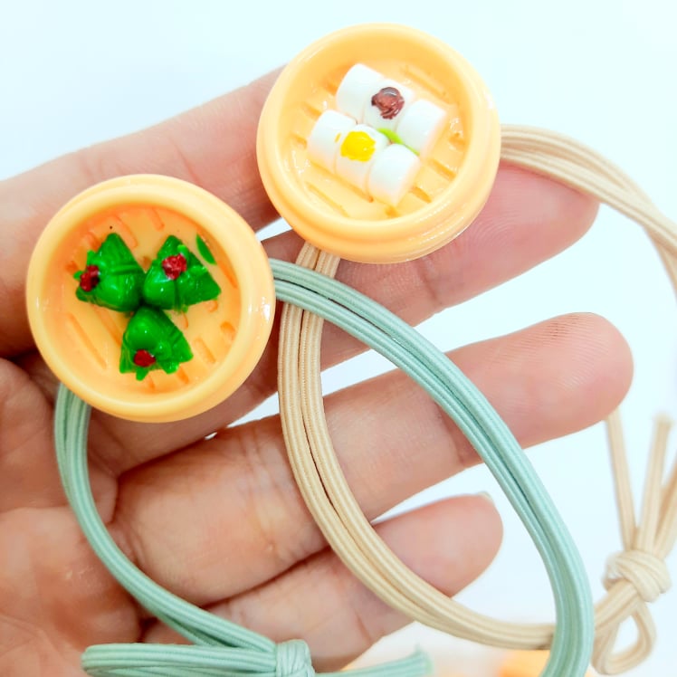3 Sợi Dây cột tóc Icon,thun cột tóc hình đồ ăn siêu đáng iu