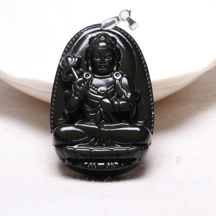 KÈM móc khuyên Inox - Mặt dây chuyền phật bản mệnh người tuổi Ngọ size nhỏ 3.7cm x 2.4cm - Phật Đại Thế Chí Bồ Tát - Cầu bình an, may mắn