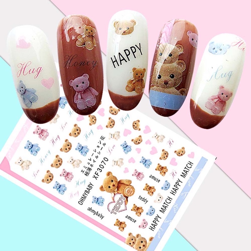Sticker hình dán móng gấu teddy siêu hot