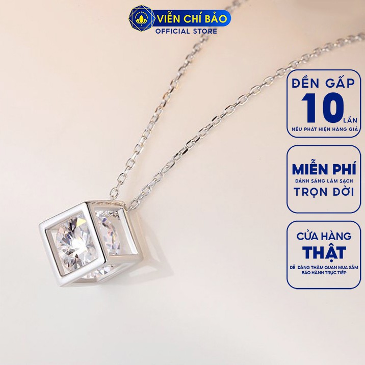 Dây chuyền nữ Khối lập phương đá nhiều màu bạc 925 thời trang phụ kiện trang sức nữ Viễn Chí Bảo D400717