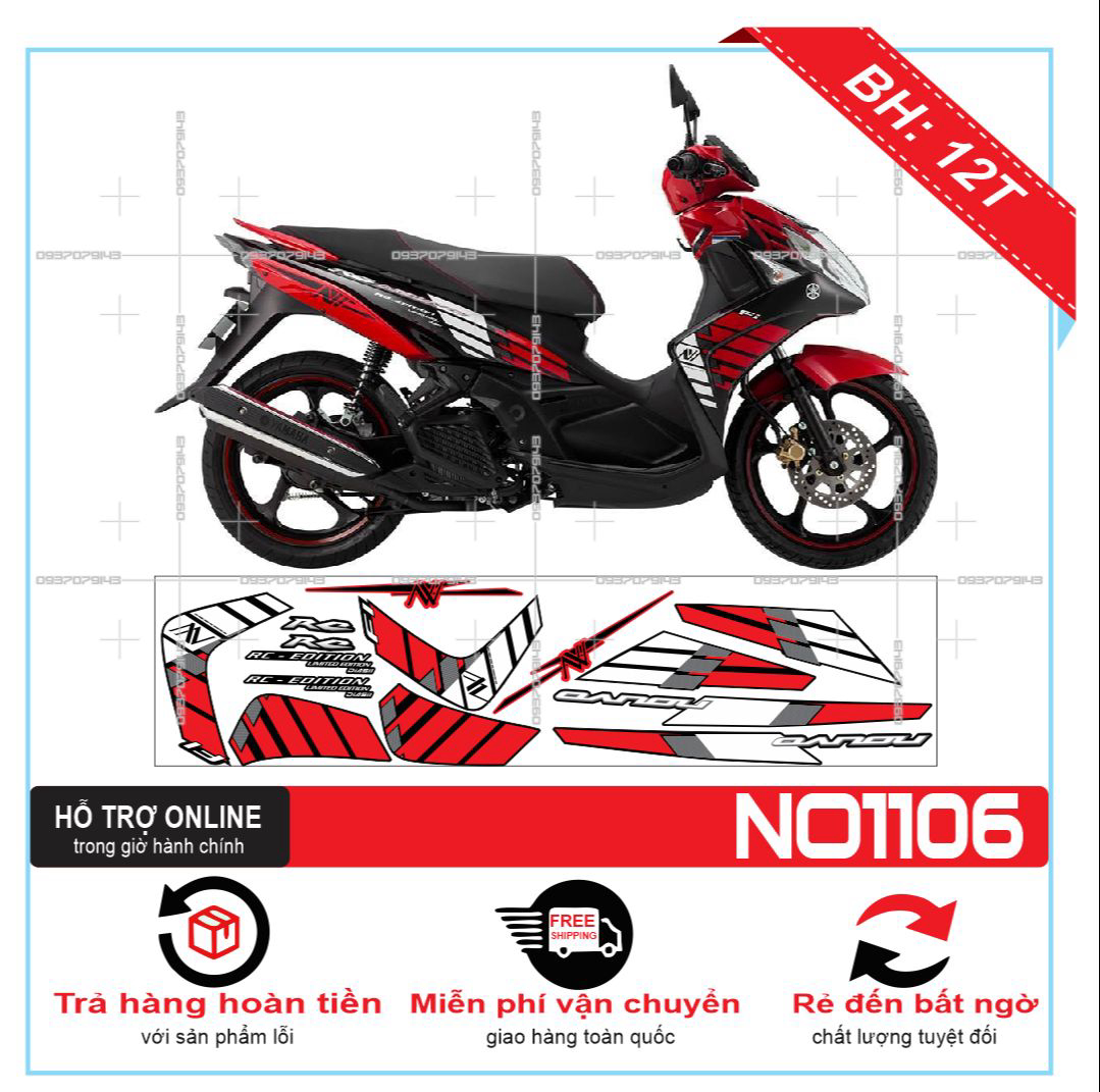 Tem rời xe NOUVO 5 CHẾ ĐỎ ĐEN