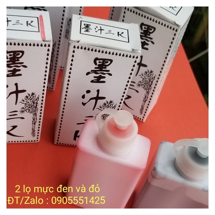 2 LỌ MỰC VIẾT THƯ PHÁP ĐEN VÀ ĐỎ