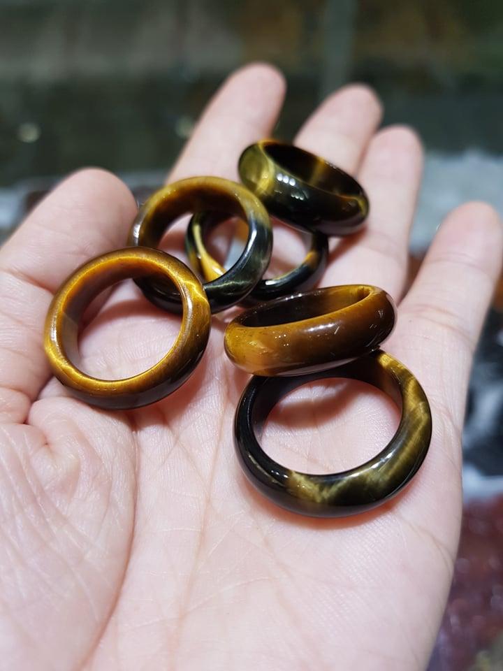 Nhẫn Nam Đá Mắt Hổ Vàng Nâu