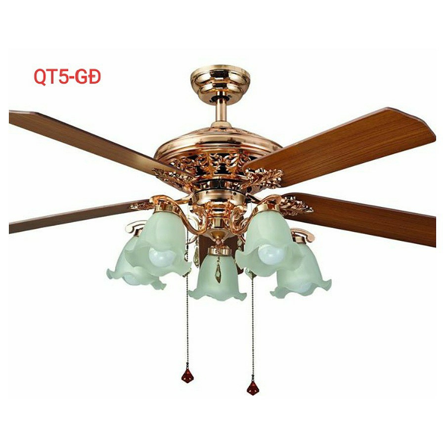 Ceiling fan qt5-gd Promax Động DC Motor 6 level winds, 5 LED bulbs, power 90W copper core 2 way wind, have remote convenience, suitable for any space [warranty 5 years]