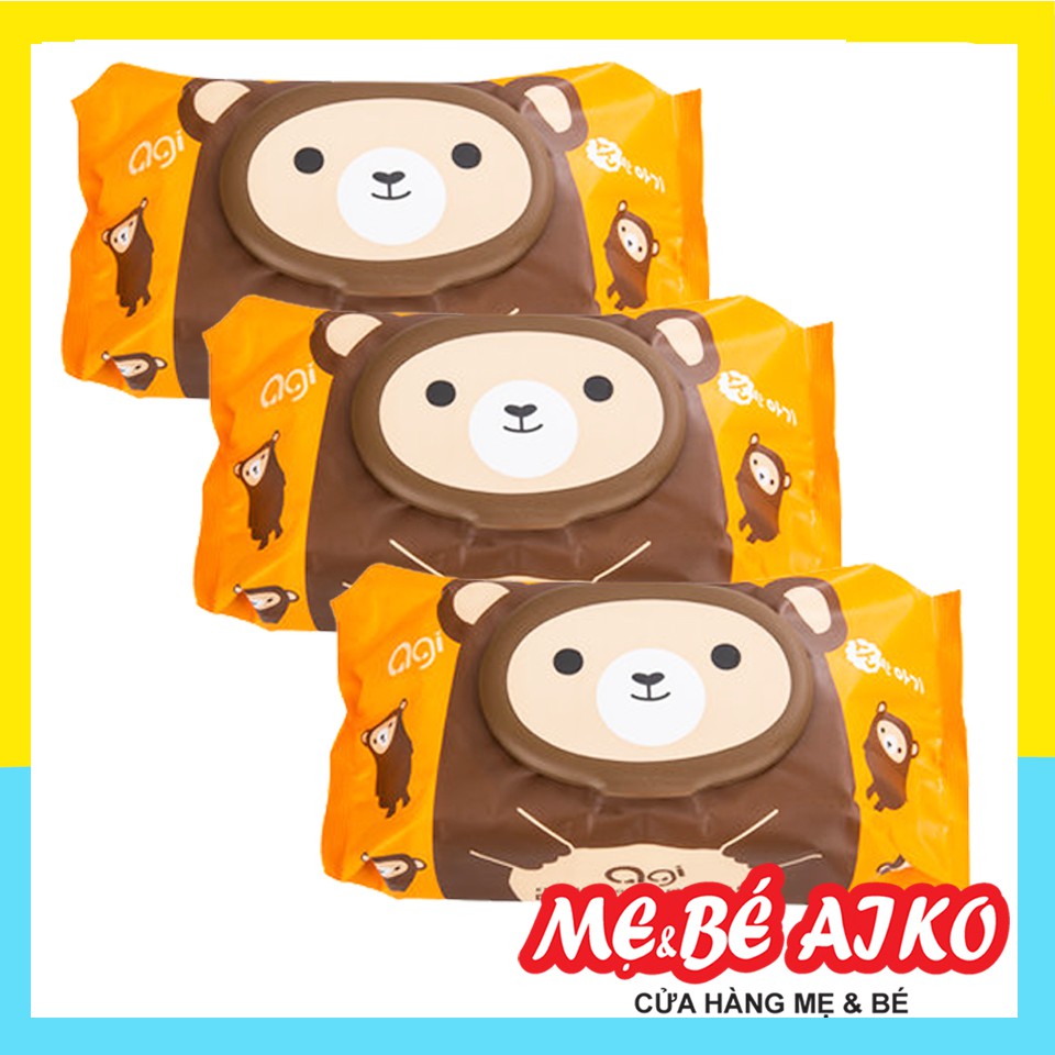 [HCM][Combo 3 gói] Khăn Ướt Khăn Mùi Cao Cấp Agi 100 tờ/bịch Hình Con Gấu
