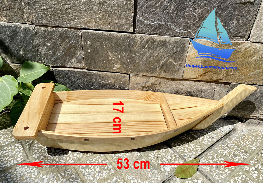 Khay thuyền gỗ 53cm trang trí sushi sashimi hải sản