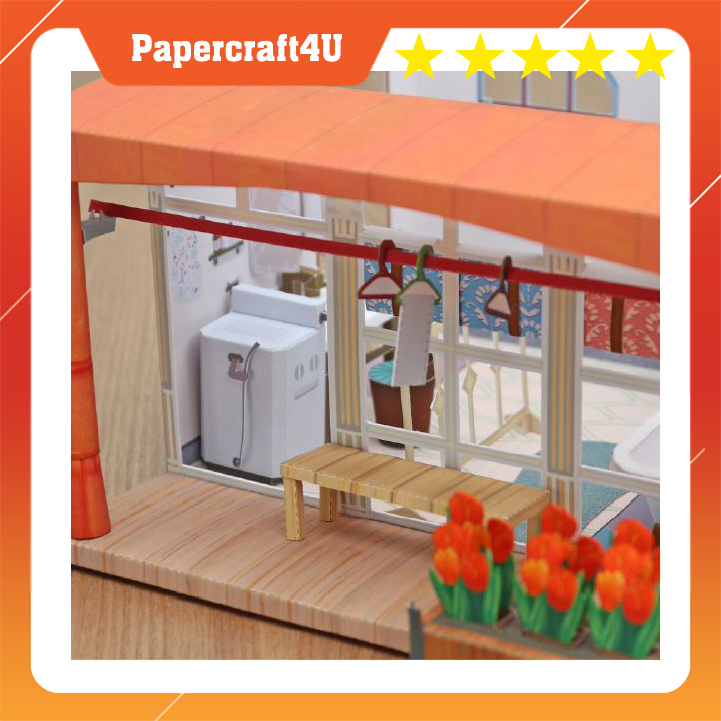 Mô hình giấy 3D Kiến trúc nhà tắm đơn giản