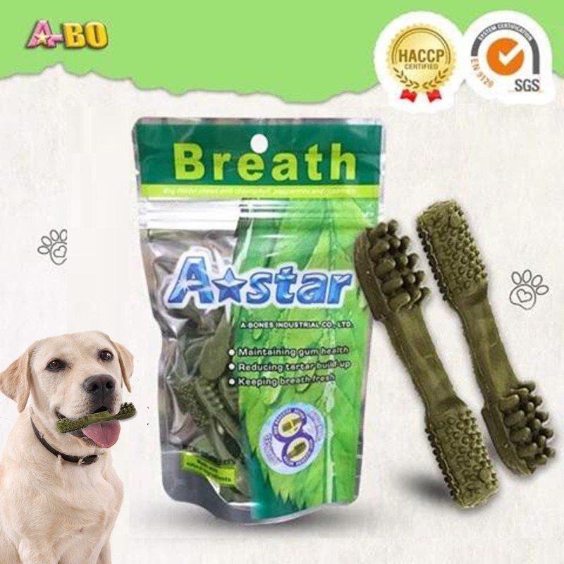 Xương gặm cho chó A-star 90g Hình bàn chải xanh diệp lục, Xương gặm sạch răng cho chó cao cấp, giúp thơm miệng, ngừa viêm nướu
