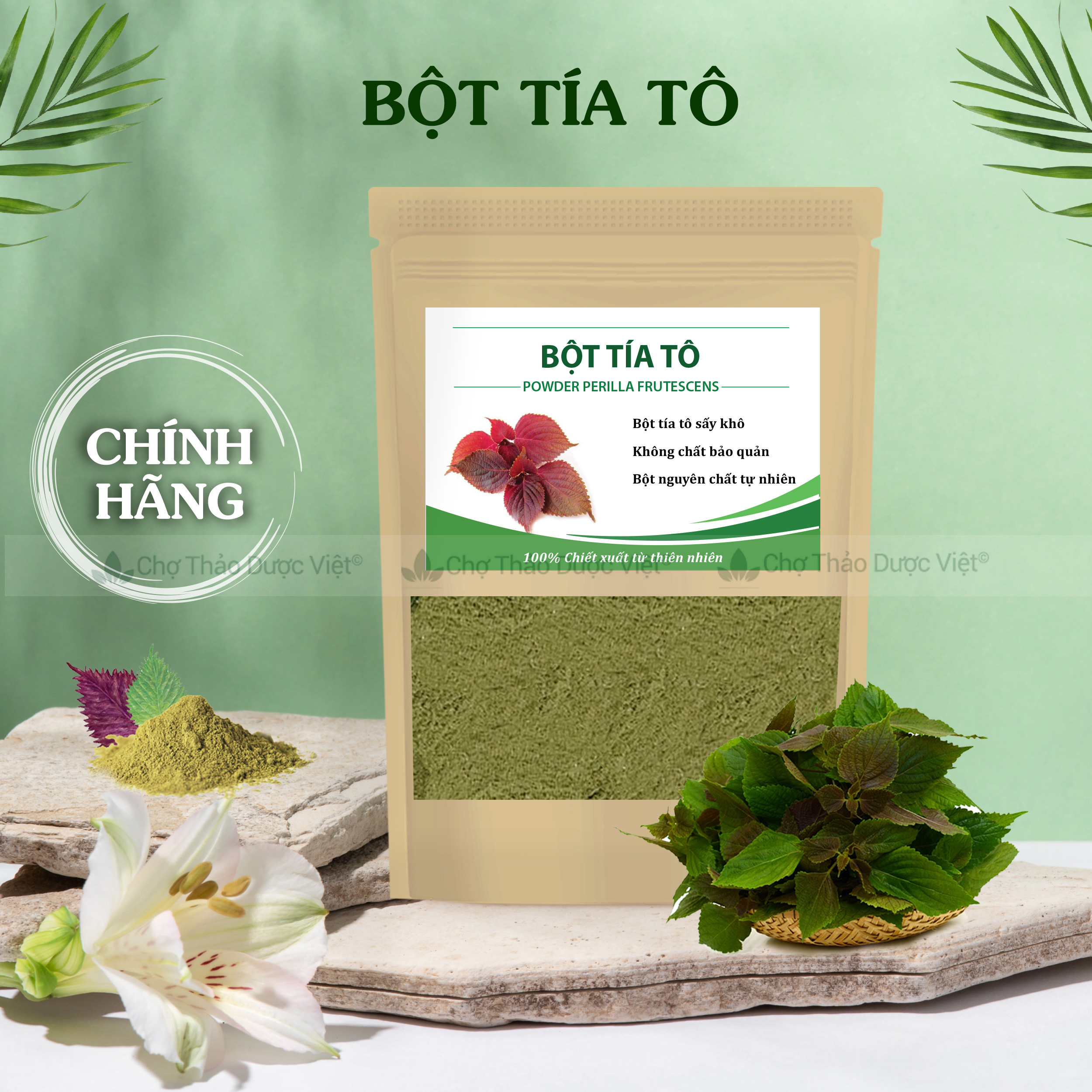 Bột tía tô 500g, nguyên chất, đắp mặt sáng da, giảm mụn, mờ thâm nám, tốt cho người bị gout