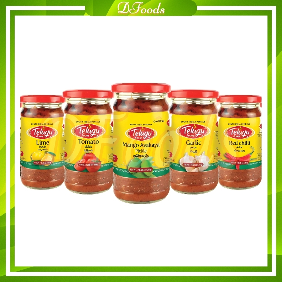 [Hcm]Telugu Pickle (Mango/Lime/Red Chili/Mixed Vegetables, Tomato, Green Chili) - Indian Sauce with Various Flavors 300g