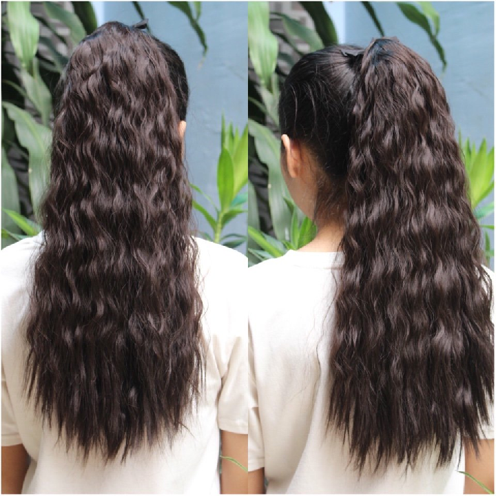 [ hàng loại 1, 60cm ] tóc giả nữ cột xù mì dài, tóc giả buộc, tóc giả xù mì