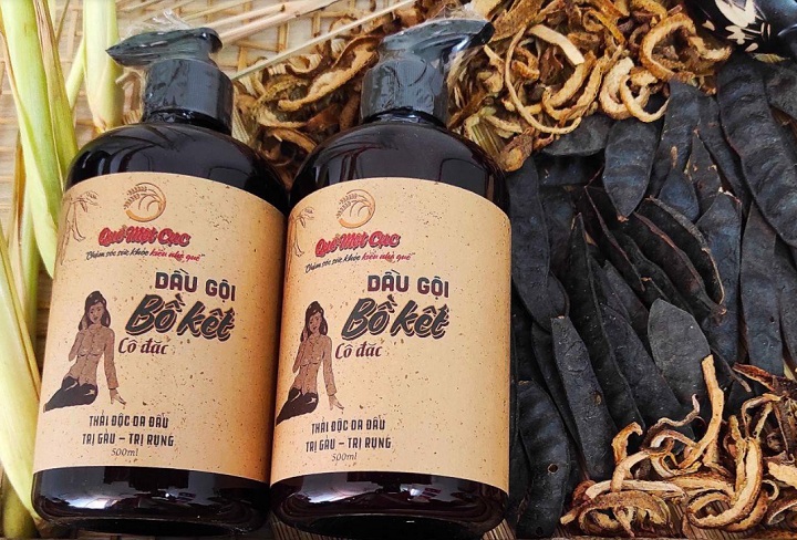 Dầu gội bồ kết - xả lành - quê 1 cục organic