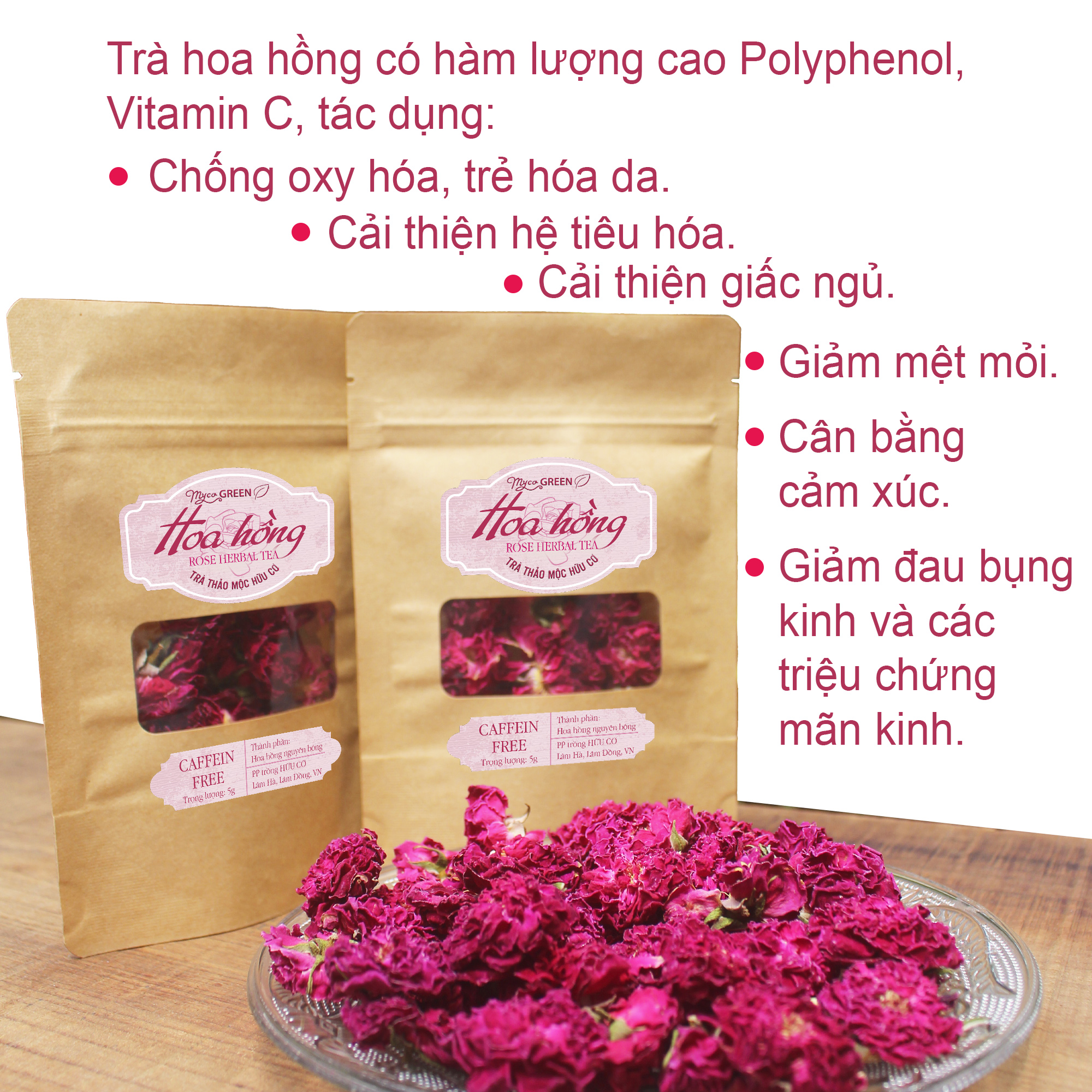 MycoGREEN, Trà Hoa Hồng Thảo Mộc, PP trồng Hữu Cơ