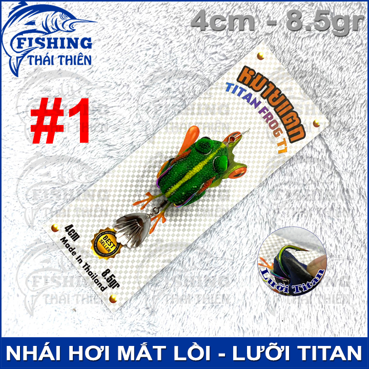 [HCM]Mồi Giả Câu Cá Lóc Nhái Hơi Mắt Lồi Lưỡi Titan Thái Lan Siêu Nhạy Cá 4cm 8.5gr