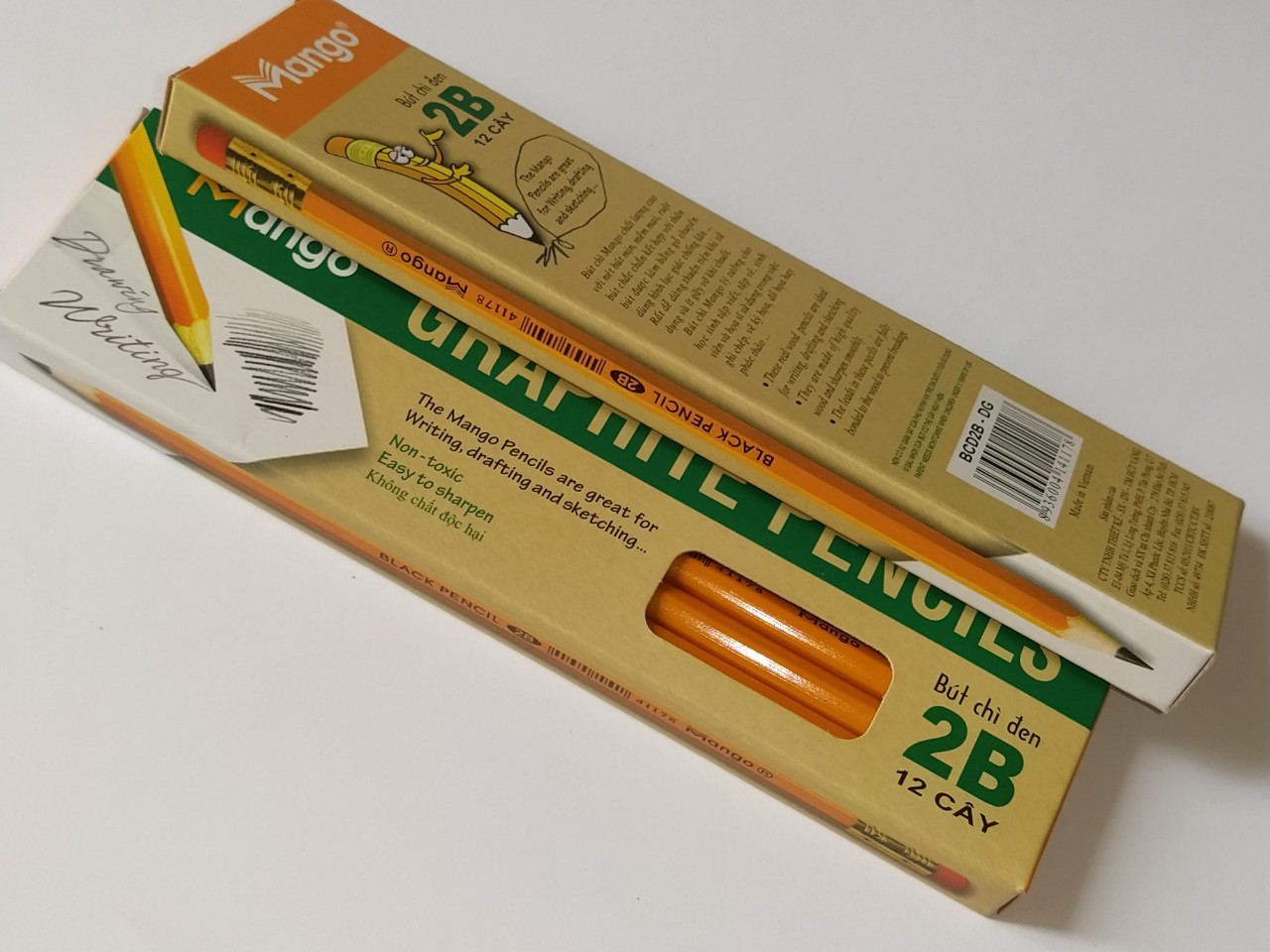 [HCM]Viết chì Mango- Hộp 12 cây Bút chì Mango 2B / Lẻ 3 cây
