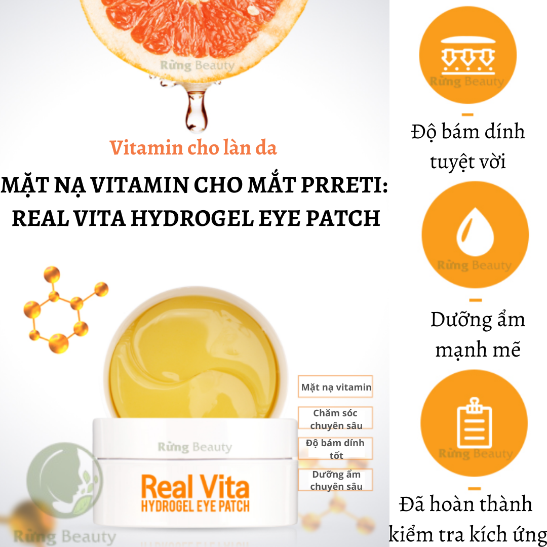 MẶT NẠ MẮT PRRETI: REAL VITA HYDROGEL EYE PATCH 60 MIẾNG