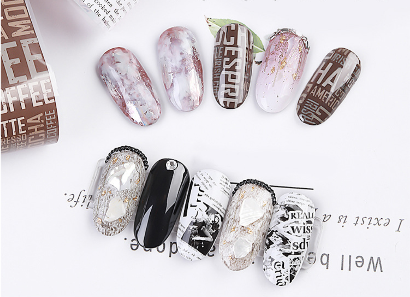 Foil Giấy Báo Trang Trí Móng Hộp 10 Ô
