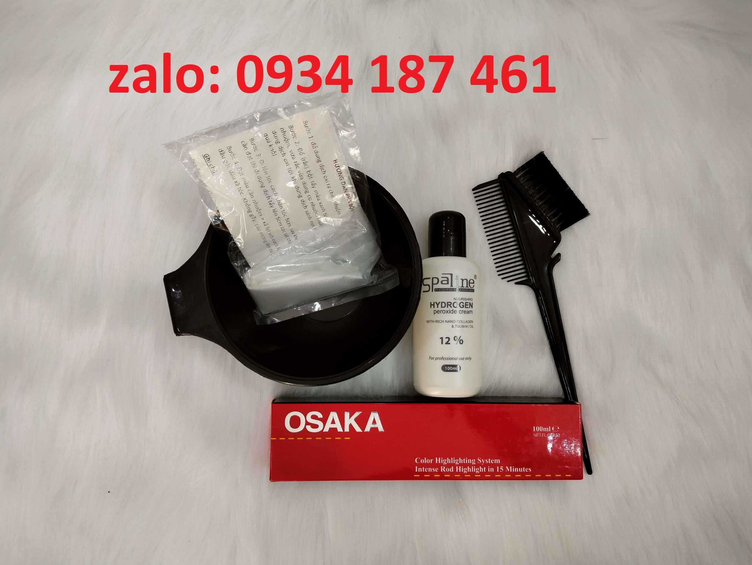 Combo nhuộm Osaka, oxy, chén, lược, bao tay