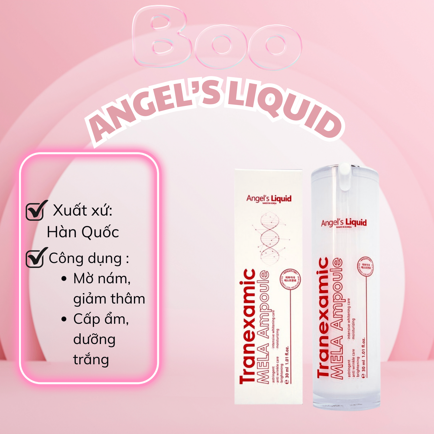 Tinh Chất Angel's Liquid Tranexamic Mela Ampoule Xoá Thâm Đỏ Mờ Sạm Nám - 30ml