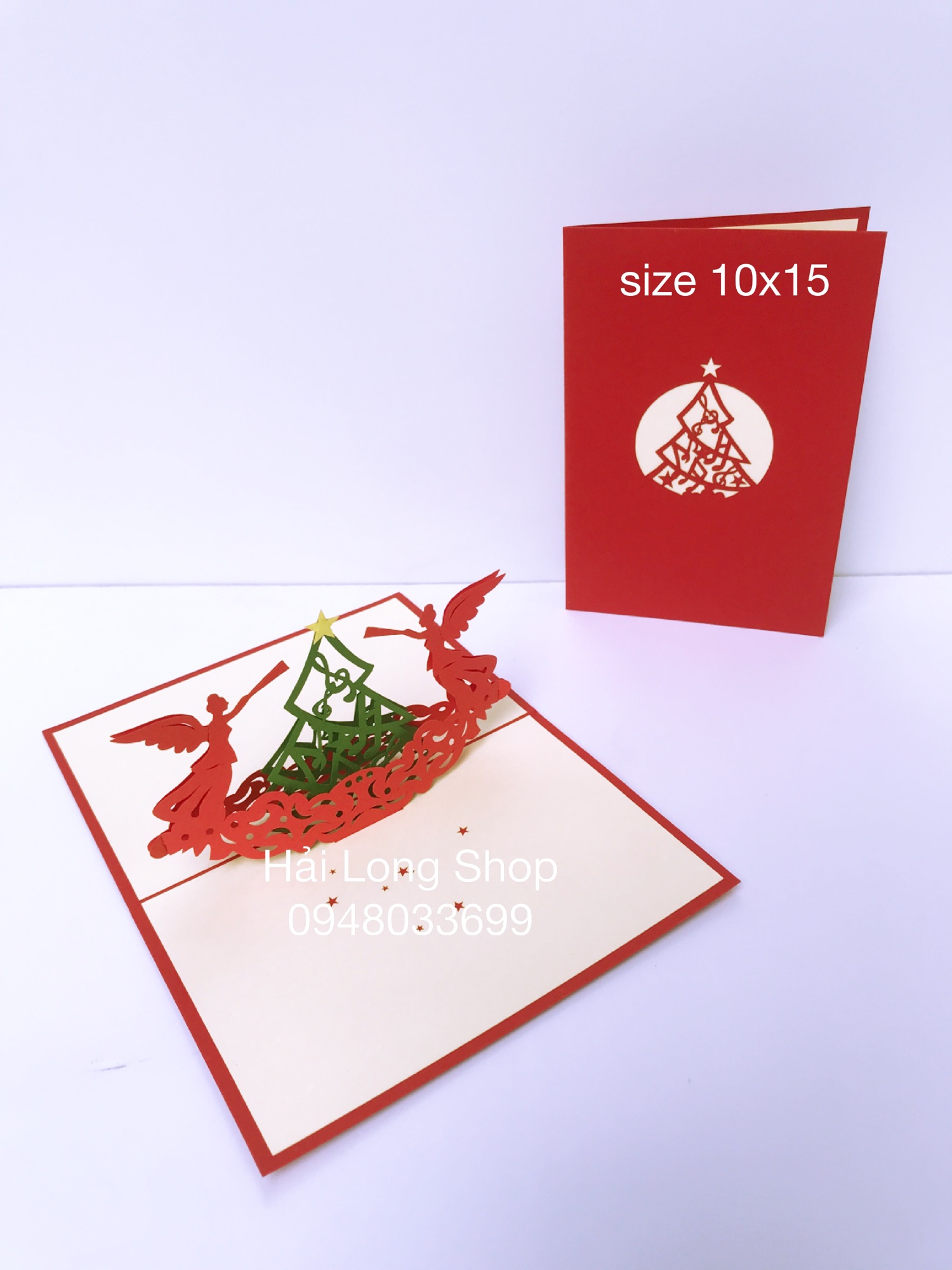 Cây Thông 19 ( 2 thiên Thần ) - Noel - Thiệp 3D