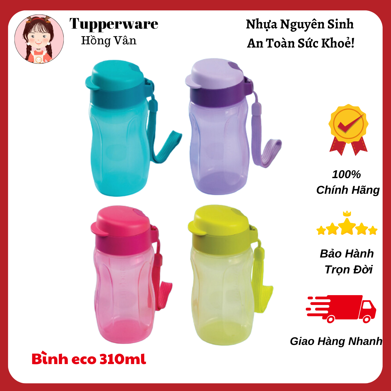 Bình Nước Eco Bottle Gen II 310ml có dây TUPPERWARE