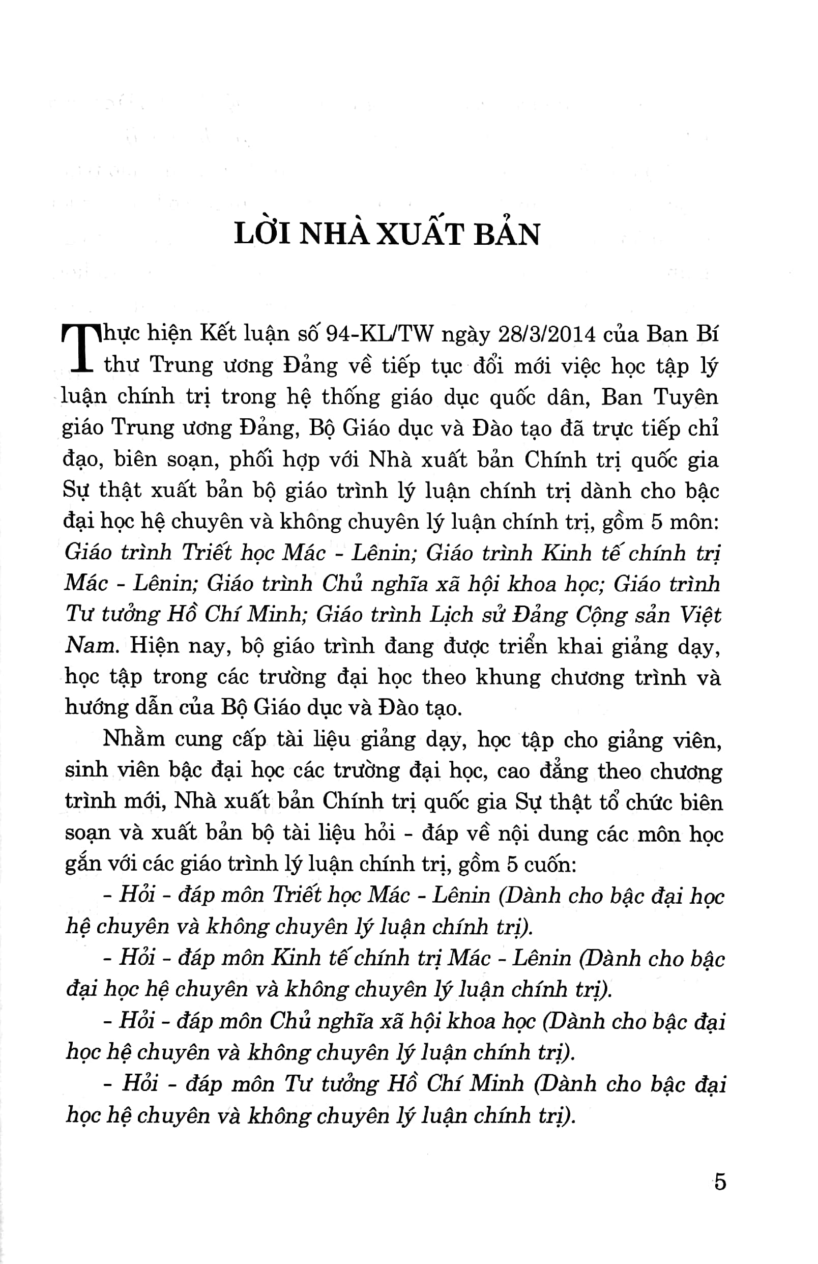 Hỏi Đáp Môn Kinh Tế Chính Trị Mác - Lê Nin (Dành Cho Bậc Đại Học Hệ Chuyên Và Không Chuyên Lý Luận Chính Trị)