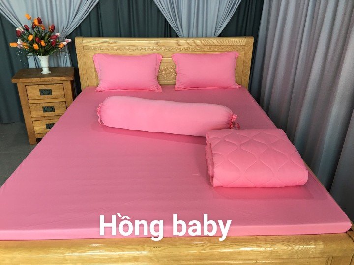 Ga - Drap Giường Lẻ Thun Mát Lạnh Lan Pham Bedding - Màu Hồng Baby