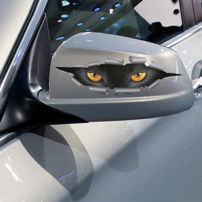 Tem Decal Miếng Dán Trang Trí Xe Hơi Hình Đôi Mắt Mèo
